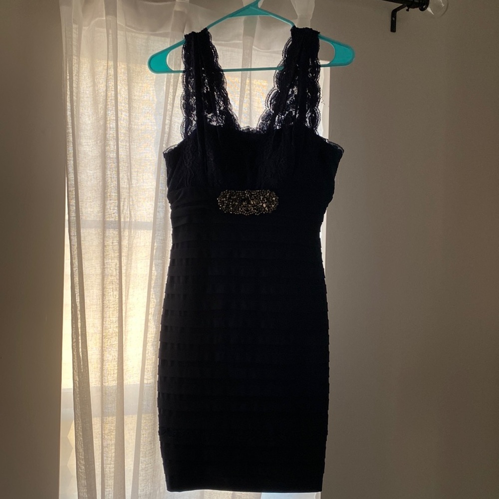 Navy lace top dress
